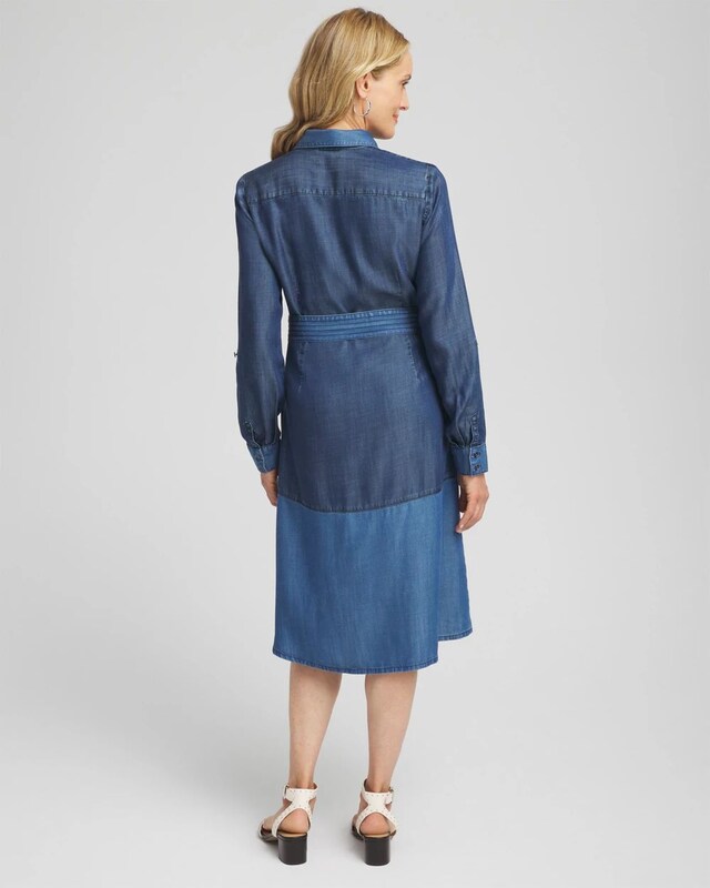 Colorblock Chambray Dress - image 3